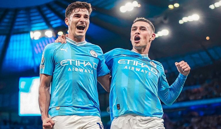 La asistencia de Julián Álvarez en la victoria del City sobre Manchester United