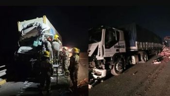 Un camionero falleció producto del brutal impacto contra un micro. Un camionero falleció producto del brutal impacto contra un micro.