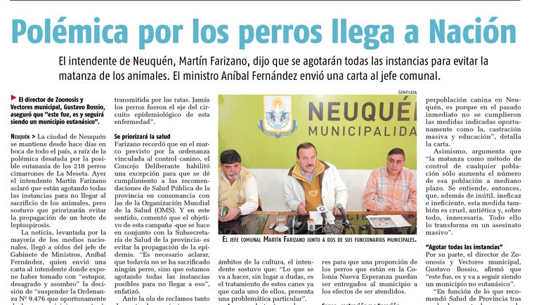 El día que una inminente eutanasia de perros enfrentó a Neuquén con Nación