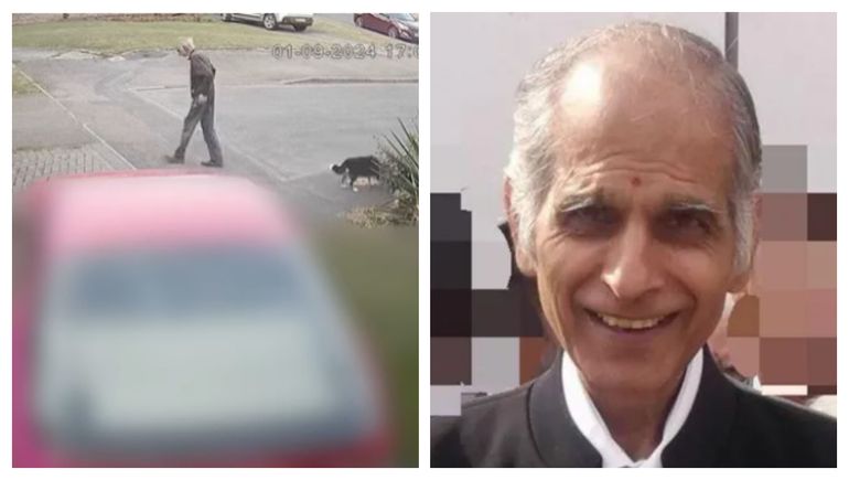 El anciano pasea su perro minutos antes de ingresar al parque donde fue víctima de un ataque mortal por parte de un adolescente. El anciano pasea su perro minutos antes de ingresar al parque donde fue víctima de un ataque mortal por parte de un adolescente.