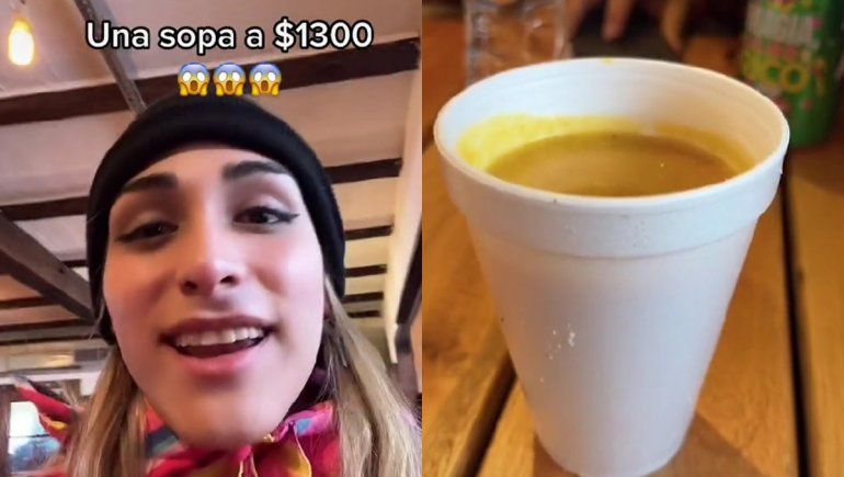 Tiktoker indignadísima por el precio de una sopa en Bariloche