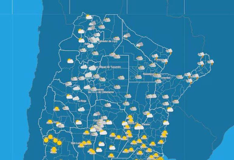 Las provincias que registrarán lluvias son Tierra del Fuego, Santa Cruz, Salta, Jujuy, Chaco, Formosa, Santiago del Estero, Tucumán, Catamarca, Corrientes, La Rioja y Santa Fe. En Misiones, se esperan tormentas y en San Luis, niebla.