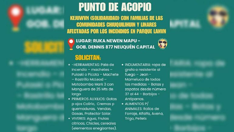 La colecta que se organizó desde la Confederación Mapuche del Neuquén. La colecta que se organizó desde la Confederación Mapuche del Neuquén.