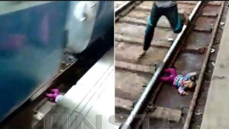Una beba cayó a las vías, el tren la arrolló y se salvó