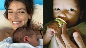 Calu Rivero y su bebé.