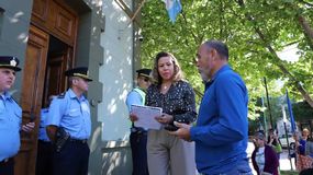 Jorge Salas en una movilización este jueves a Casa de Gobierno.