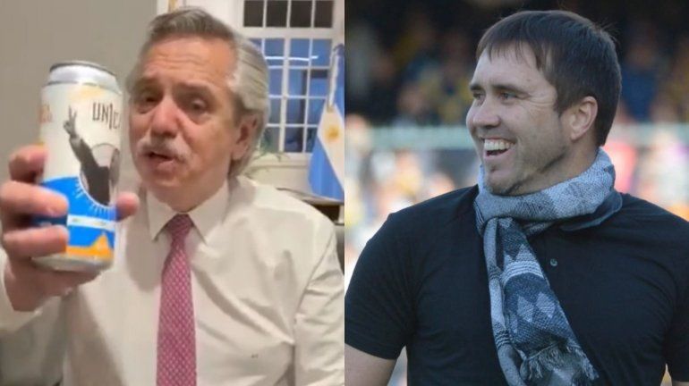 Alberto le agradeció al Chacho Coudet la cervecita que le regaló