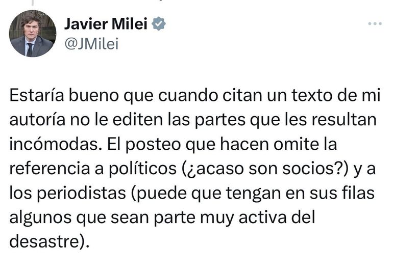 Apenas se subió al helicóptero para ira Vaca muerta, Javier Milei subió un mensaje contra el periodismo. Algo que no tuvo relación con la visita a Neuquén. Apenas se subió al helicóptero para ira Vaca muerta, Javier Milei subió un mensaje contra el periodismo. Algo que no tuvo relación con la visita a Neuquén.