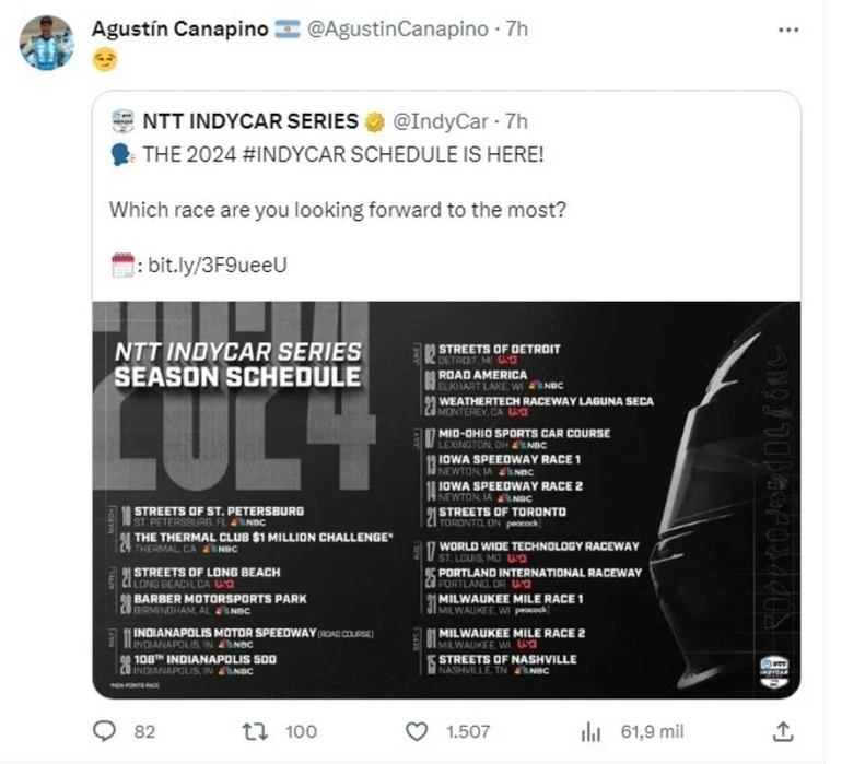 La cita de Agustín Canapino en Twitter La cita de Agustín Canapino en Twitter
