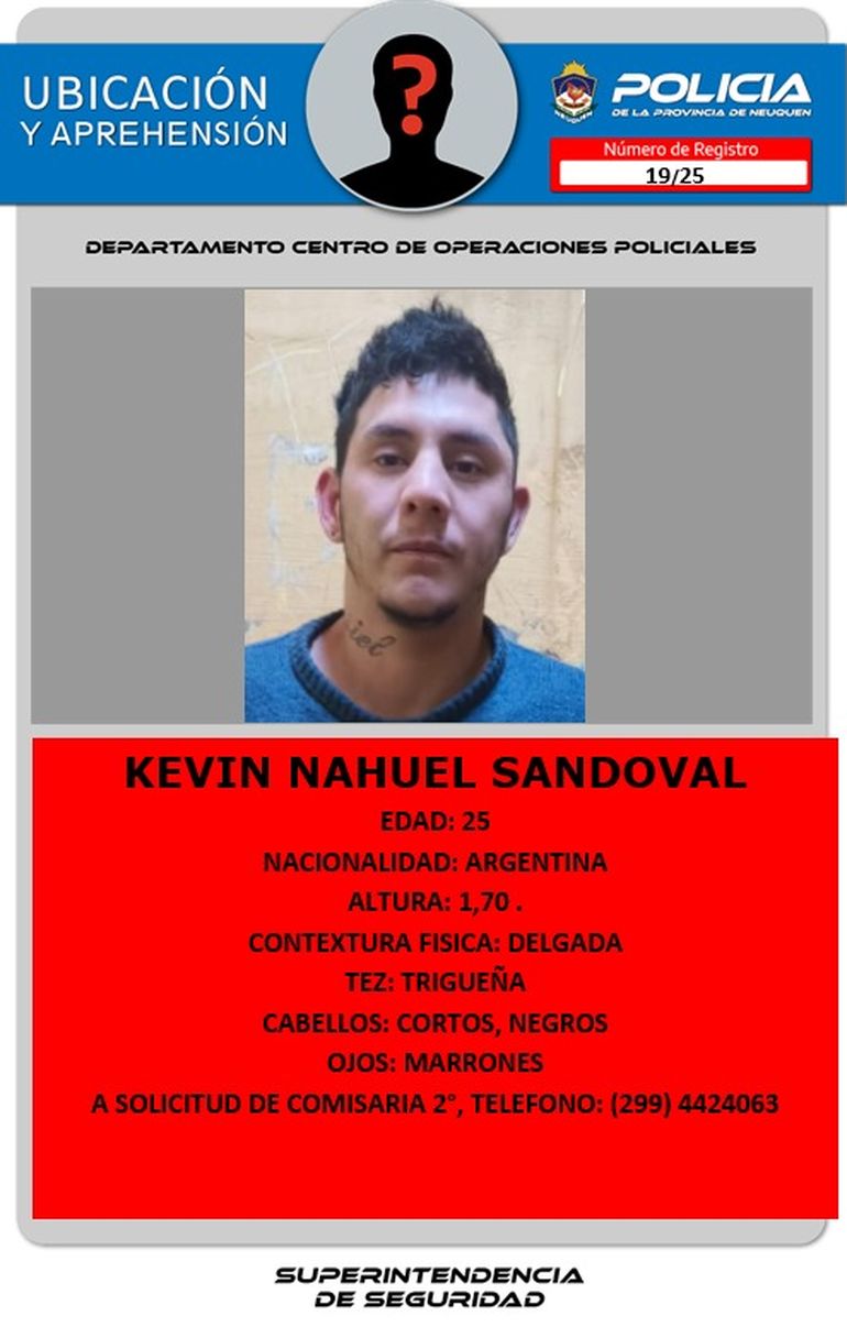 La Policía lanzó por segunda vez una orden judicial actual de localización y aprehensión inmediata de Kevin Sandoval. La Policía lanzó por segunda vez una orden judicial actual de localización y aprehensión inmediata de Kevin Sandoval.