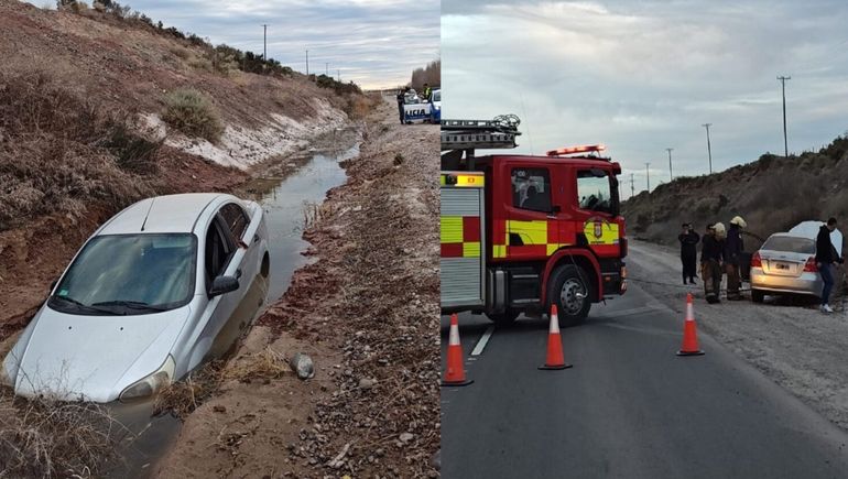 Ruta 7: una conductora perdió el control de su auto y terminó en un desagüe