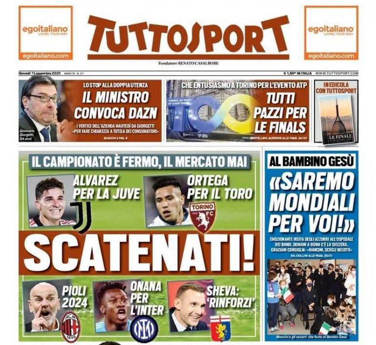 La tapa de Tuttosport que informa el interés de la Juventus por Julián Álvarez. 