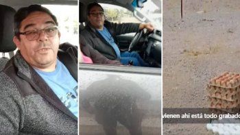 Vendedor ambulante en guerra con un inspector al volante que ve con un solo ojo