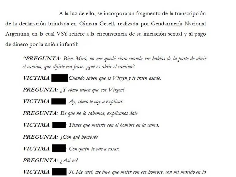 La declaracuón en Cámara Gesell de una de las víctimas. La declaracuón en Cámara Gesell de una de las víctimas.