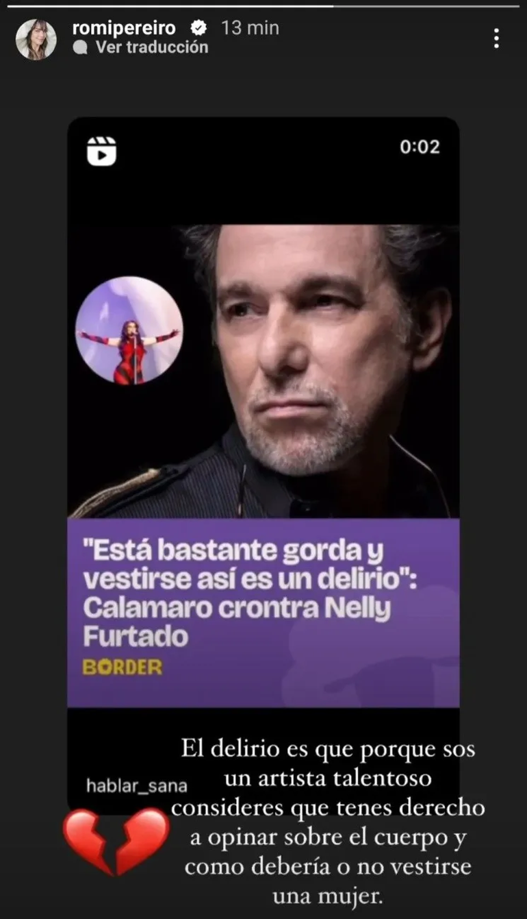 El posteo de Romina Pereiro. El posteo de Romina Pereiro.