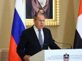Imagen de archivo del ministro de Relaciones Exteriores de Rusia, Sergei Lavrov, asistiendo a una conferencia de prensa luego de las negociaciones con su homólogo de Emiratos Árabes Unidos, Abdullah