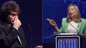 Javier Milei y Myriam Bregman en el debate presidencial. Javier Milei y Myriam Bregman en el debate presidencial.