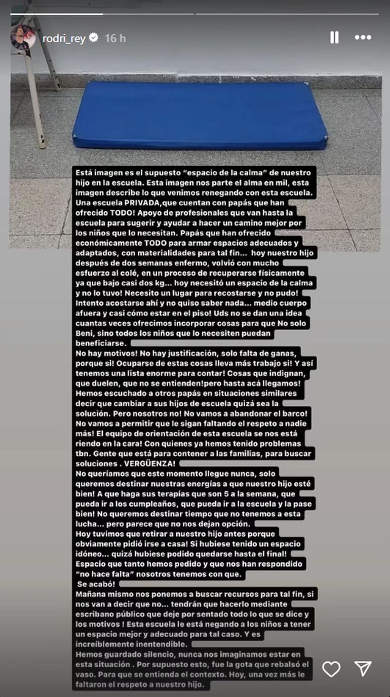 El mensaje que publicó Rodrigo Rey. El mensaje que publicó Rodrigo Rey.