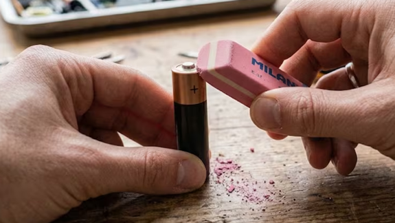 Por qué frotar una goma de borrar puede revivir las pilas que parecen agotadas