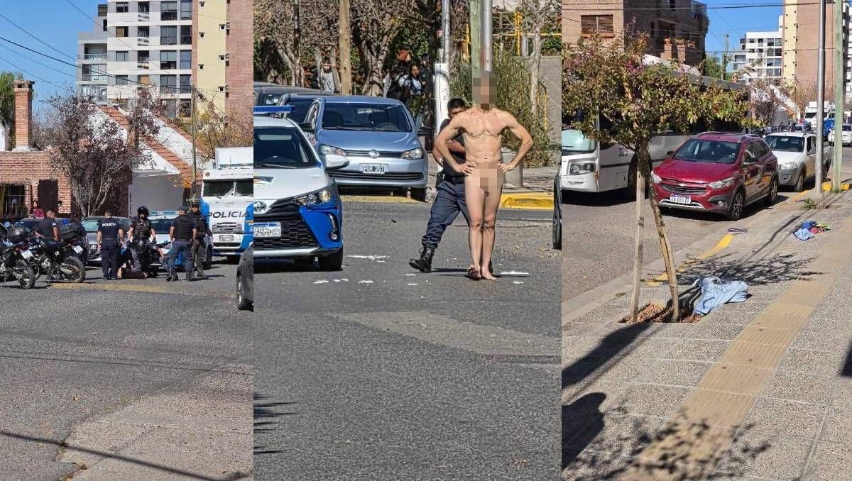 Escándalo en el centro neuquino: un hombre se desnudó en plena calle y fue detenido por la Policía