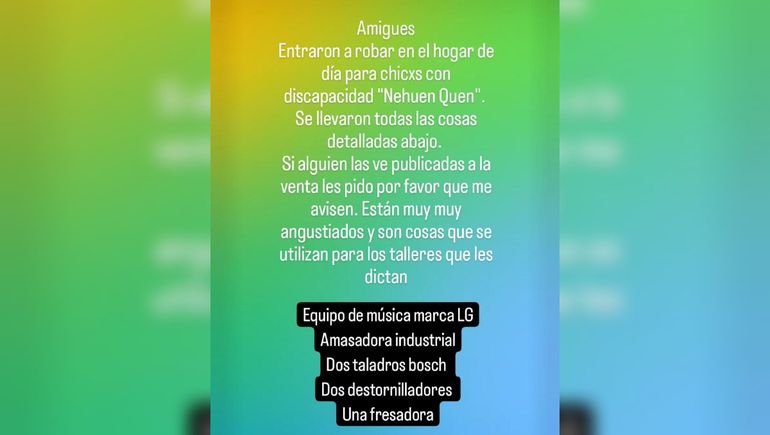 Asaltaron un centro de día en Neuquén y robaron herramientas de talleres para personas con discapacidad