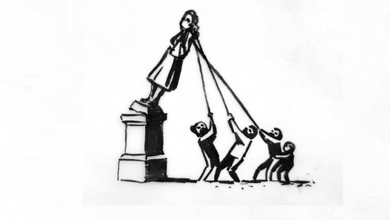 Arte e ironía: Banksy propuso hacer una estatua de manifestantes