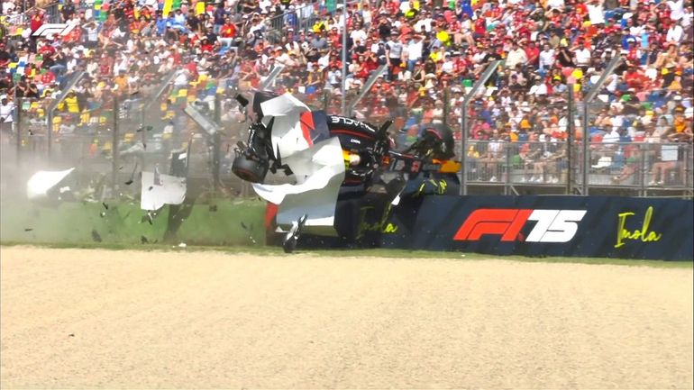 El tremendo palo que se pegó Tsunoda en la Qualy de Imola