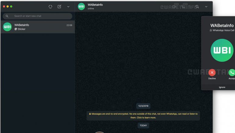 Así lucirían las llamadas en WhatsApp Web | Foto: WABetaInfo