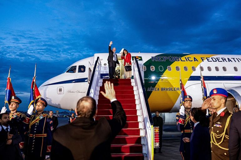 El presidente de Brasil, Lula da Silva, al llegar a Etiopía