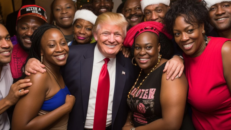 Foto falsa del expresidente Donald Trump con votantes negros Foto falsa del expresidente Donald Trump con votantes negros