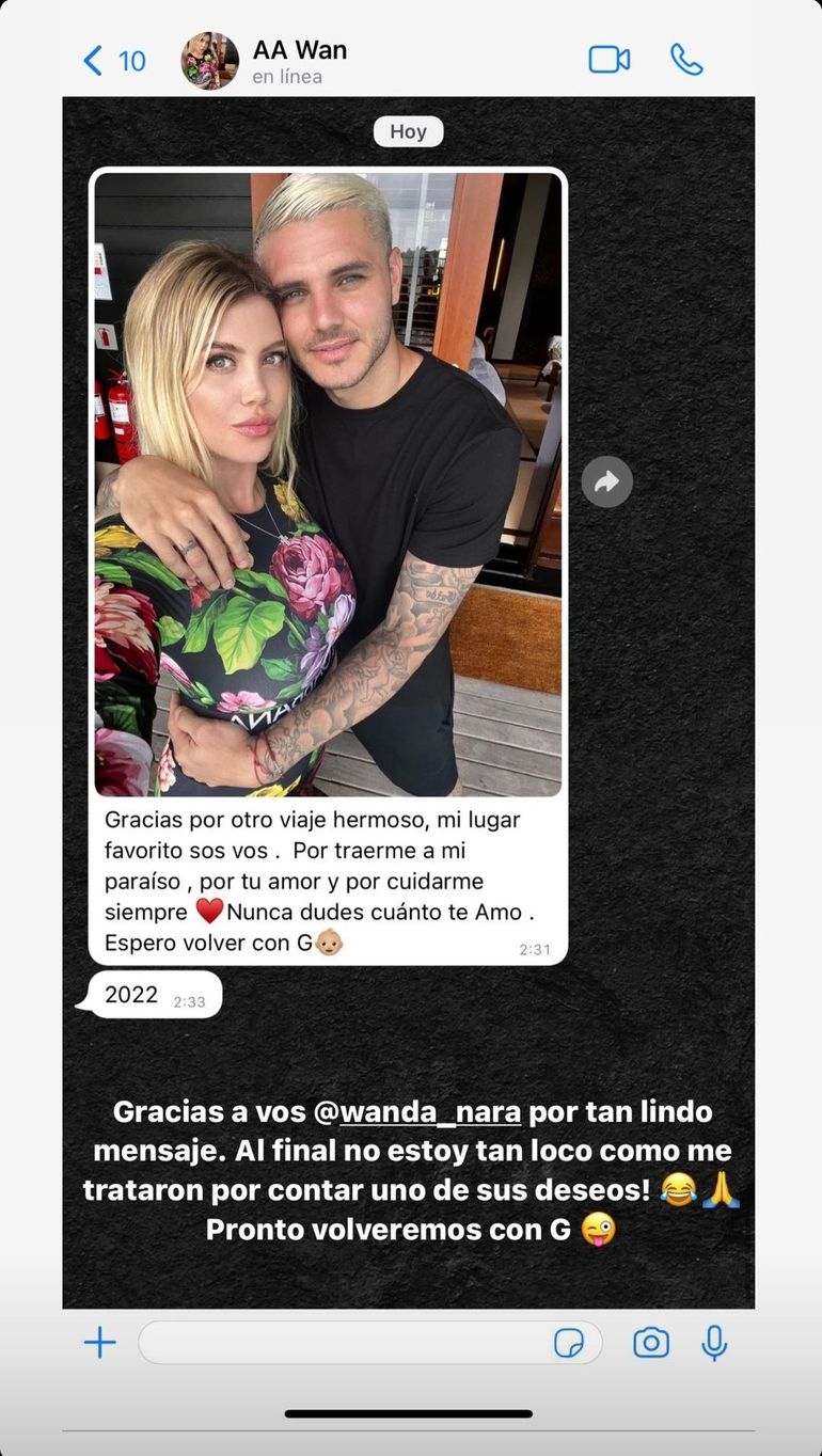 La foto que daría a entender que Wanda Nara está embarazada