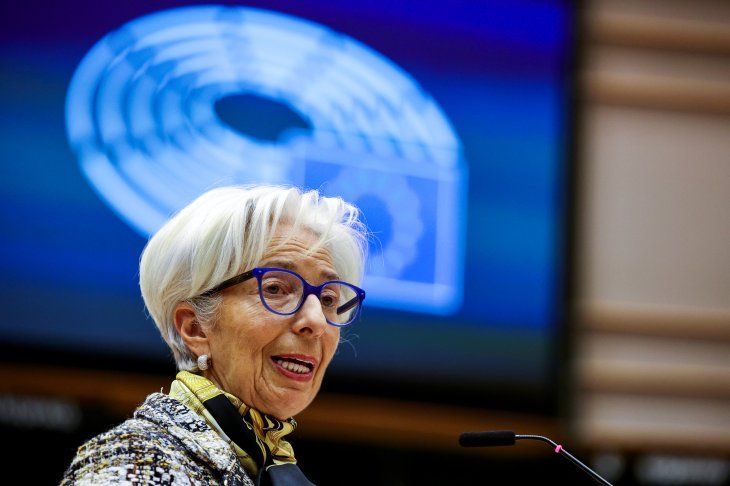 FILE PHOTO: European Central Bank President Christine Lagarde addresses European lawmakers during a plenary session at the European Parliament in Brussels, Belgium February 8, 2021. Olivier Matthys/