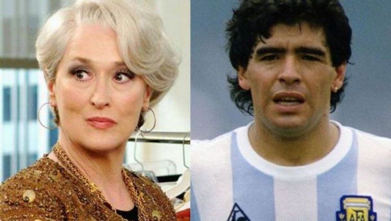 Meryl Streep y Diego Maradona, dos estrellas en mundos distintos.