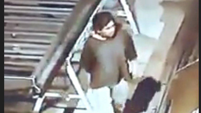 Espinoza fue registrado en las cámaras de seguridad de la metalúrgica. La pitbull quedó malherida por el golpe.