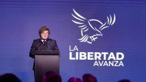 Javier Milei en un acto para recaudar fondos para la campaña electoral de LLA.