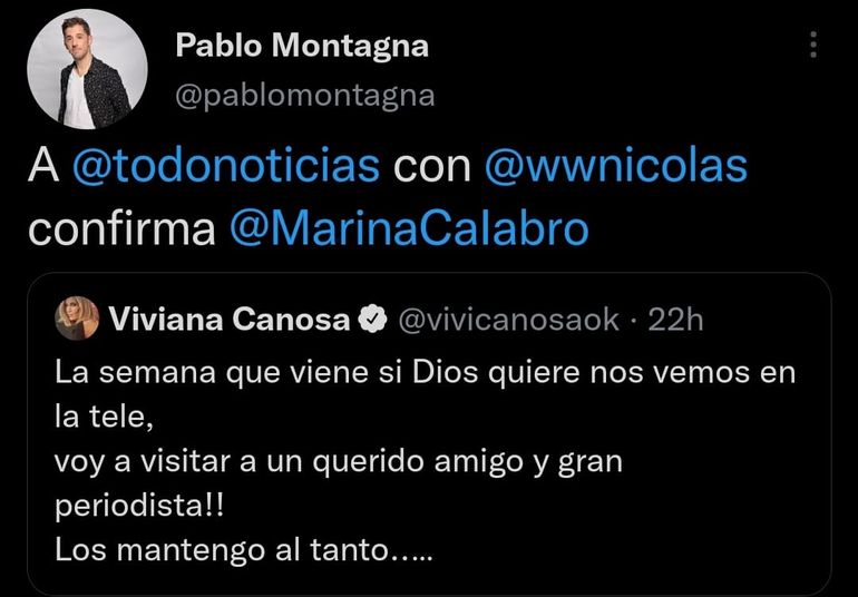 El mensaje de Viviana Canosa y la respuesta de Montagna