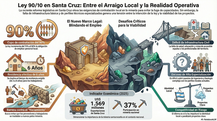 Ley 90/10 en Santa Cruz: los interrogantes detrás del cupo de empleo local en la minería