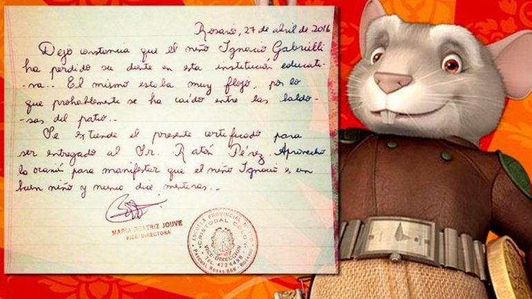 Tras la carta de la directora, el Ratón Pérez le dejó $400 al nene rosarino