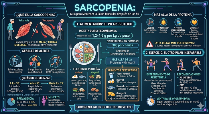 La sarcopenia no es inevitable: dieta adecuada y ejercicio de fuerza pueden revertir su avance. La sarcopenia no es inevitable: dieta adecuada y ejercicio de fuerza pueden revertir su avance.