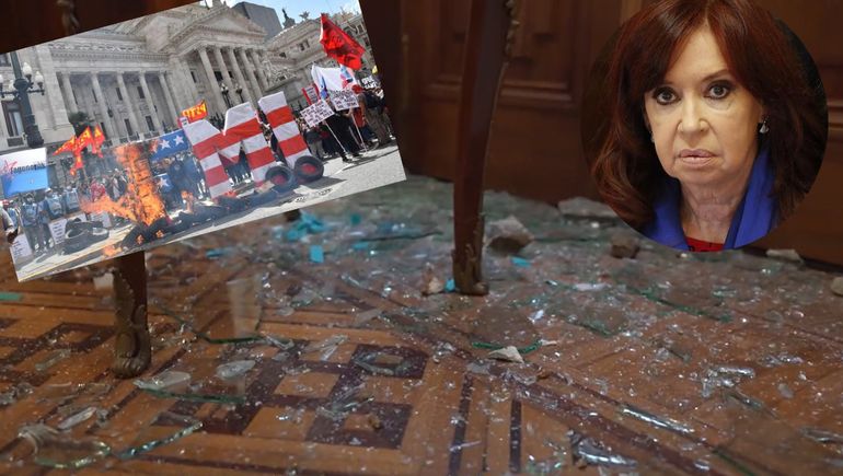 CFK mostró cómo quedó su oficina después de la lluvia de piedras