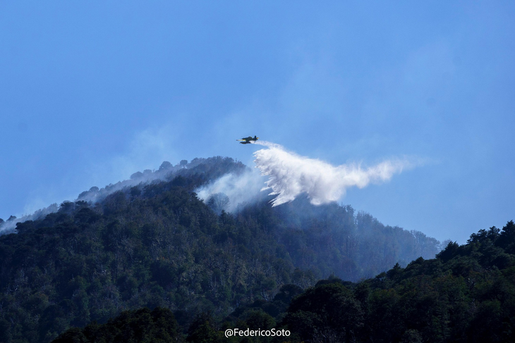 Combate al incendio en Incendio Valle Magdalena, Parque Nacional Lanín, en 2025. Foto: prensa Parques Nacionales