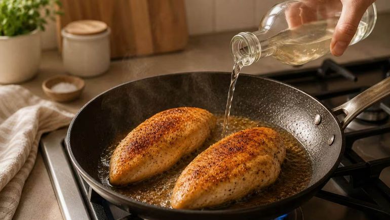 El vinagre de manzana es beneficioso para la cocción del pollo.