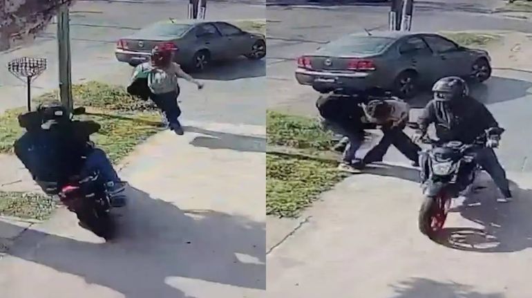 La violenta persecución de motochorros a una mujer para robarle el celular