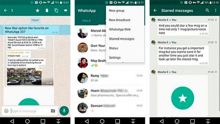 WhatsApp ya permite marcar sus mensajes como favoritos