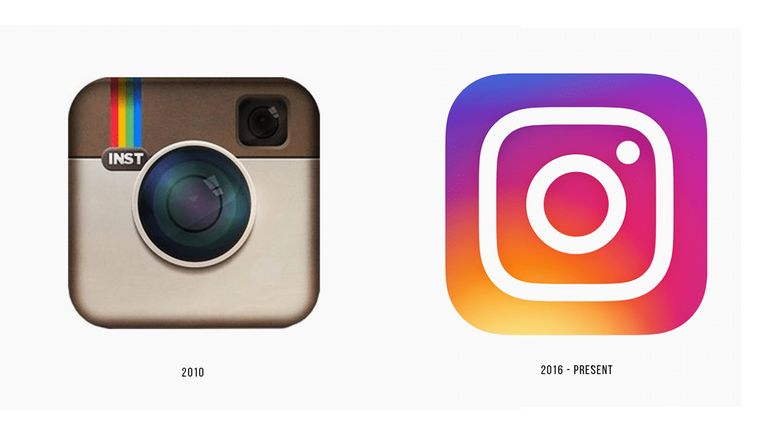 El primero y el último: la evolución de los logos de la red social Instagram.