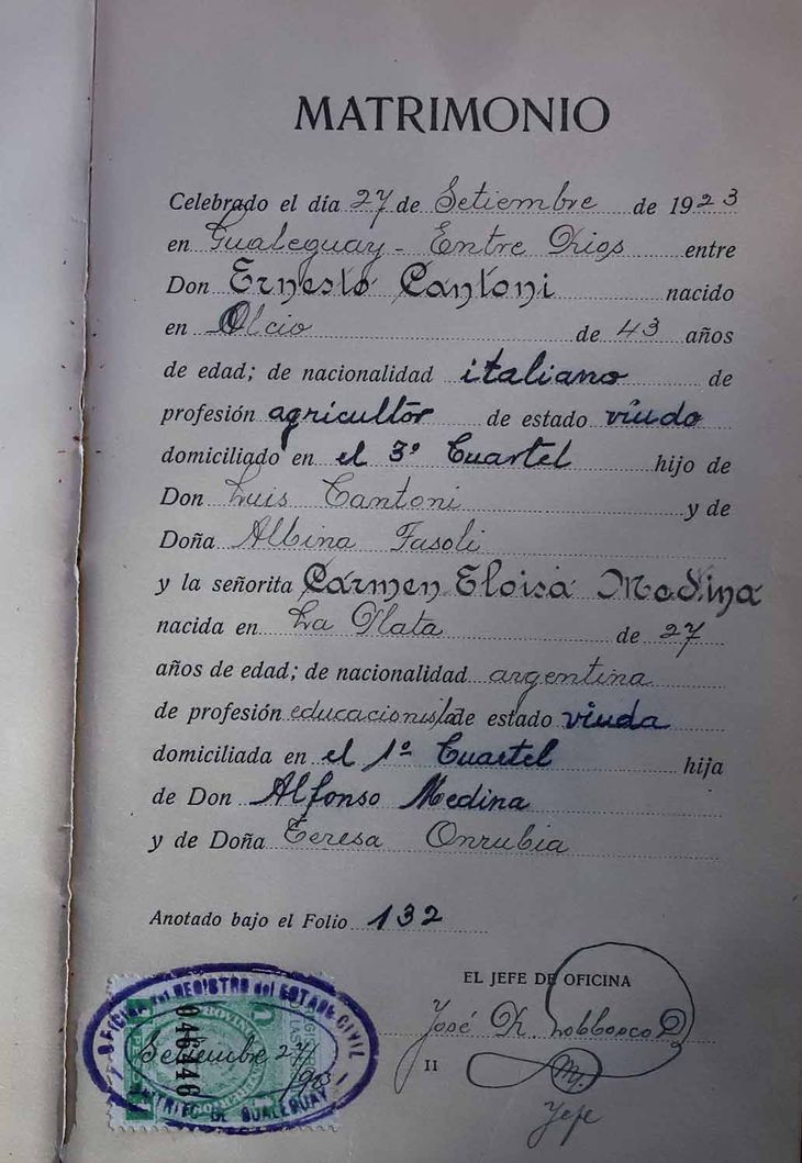 El matrimonio de la maestra y el agricultor, el origen de los Cantoni en la Patagonia. El matrimonio de la maestra y el agricultor, el origen de los Cantoni en la Patagonia.