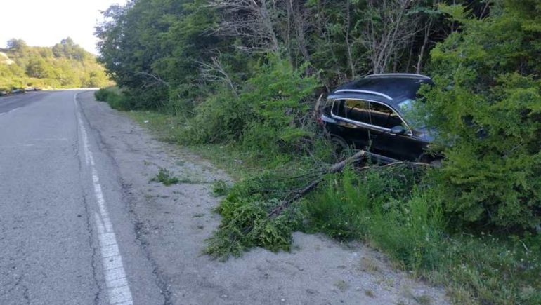 Un conductor borracho perdió el control de su camioneta en la Ruta de los Siete Lagos y chocó contra un pino. 