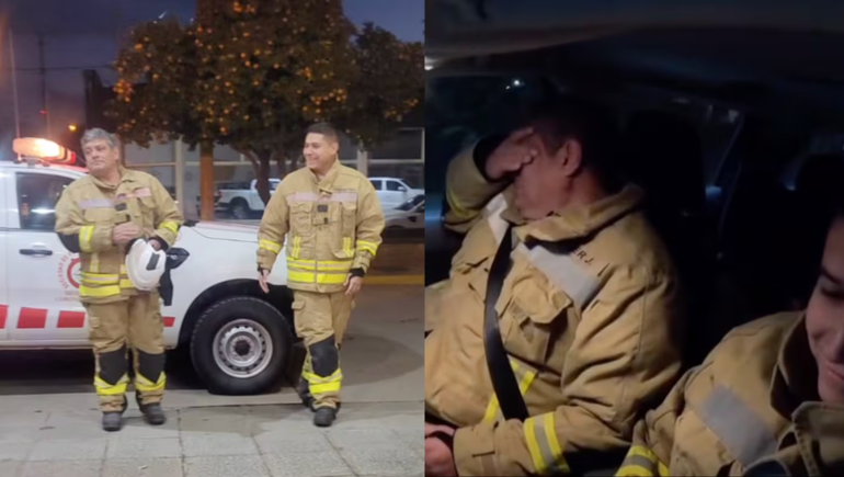 Un bombero cordobes se retiró y sus compañeros le organizaron una emotiva despedida.