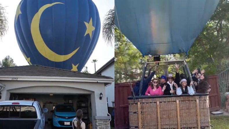 Al no poder sostener el globo aerostático en el aire, el piloto debió ubicar un lugar seguro para aterrizar. | LM Neuquen Al no poder sostener el globo aerostático en el aire, el piloto debió ubicar un lugar seguro para aterrizar.