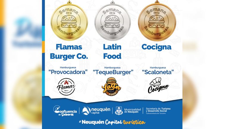Las tres hamburguesas ganadoras del concurso. Las tres hamburguesas ganadoras del concurso.
